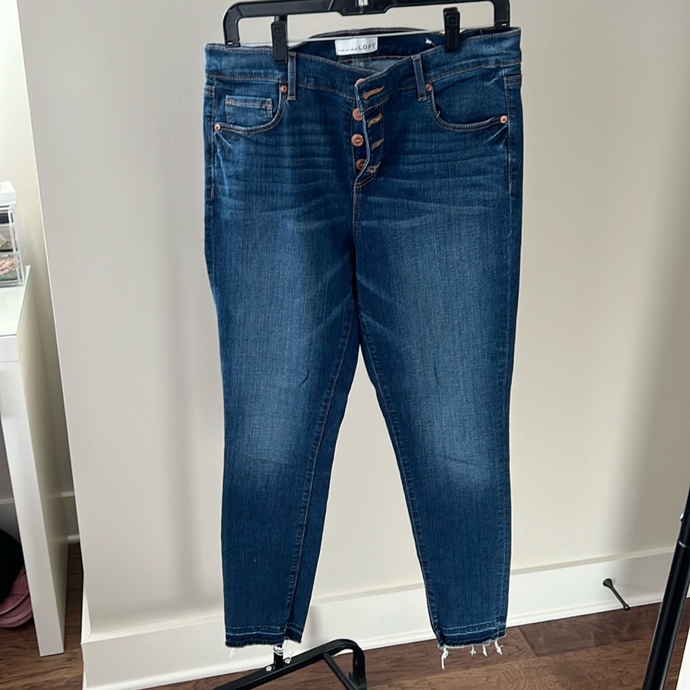 Loft skinny stretch button fly jeans